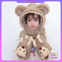 Mũ Trùm Đầu Kèm Mặt Nạ Bảo Vệ Giữ Ấm Mùa Đông Cho Bé