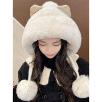 Mũ Trùm Đầu Vải Lông Cừu Giữ Ấm Tai Dễ Thương Phong Cách Hàn Quốc Thời Trang Mùa Đông