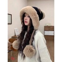 Mũ Trùm Đầu Vải Lông Cừu Giữ Ấm Tai Dễ Thương Phong Cách Hàn Quốc Thời Trang Mùa Đông Mũ Lông Nữ Dày Dặn  [BBH90]