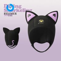 Mũ trùm đầu Wetsuit BTLIMER, Mũ lặn tai mèo cao su tổng hợp 3MM, Phim hoạt hình có dây đeo cằm Kem chống nắng Mũ lặn biển