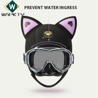 Mũ trùm đầu Wetsuit WAPKTY, Mũ lặn tai mèo cao su tổng hợp 3MM, có dây đeo cằm Kem chống nắng hoạt hình Mũ lặn biển