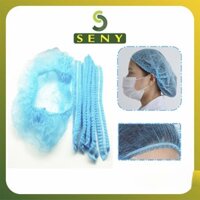 Mũ trùm đầu y tế tiệt trùng bao tóc con sâu Khánh An ngăn bụi vi khuẩn - Màu Trắng - 50 cái tách lẻ