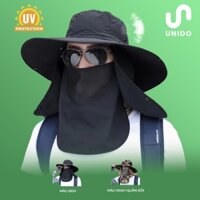 Mũ trùm kín mặt và cổ kèm khẩu trang 2 lớp - Chất liệu cao cấp chống tia UV - Mẫu mới nhất UNIDO M06