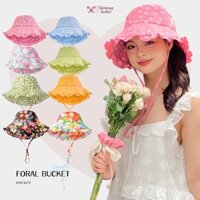 Mũ vải chống nắng vành tròn rộng dáng mũ bucket nữ đi biển nón tai bèo dây nơ hoa tiểu thư lolita