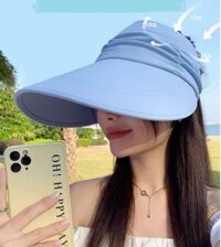 Mũ vải rộng vành chống nắng chống tia UV tuyệt đối mới, nón nữ đi nắng đi biển rộng vành thời trang - Màu xanh dương