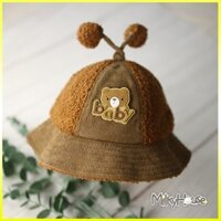 Mũ vành cho bé trai bé gái từ 6 tháng đến 18 tháng họa tiết hình gấu baby có chuông kêu leng keng đáng yêu xinh xắn