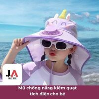 Mũ Vành Đuôi Dài Kèm Quạt Mini Dành Cho Bé Trai Gái Sạc Tích Điện Tiện Dụng, Nón Rộng Vành Đuôi Dài Nhiều Màu Sắc. Mũ Nử