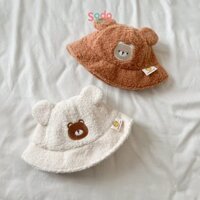 Mũ vành lông gấu Teddy cho bé 2 - 4 tuổi ( 2 màu )