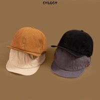Mũ vành mềm CHLOCH, Mũ lưỡi trai ngắn vành, Mũ bóng chày màu trơn thời trang đường phố Hip Hop