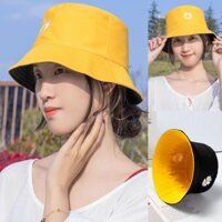 Mũ Vành Nhỏ, Mũ Bucket Hoa Cúc, Mũ Bucket Cụp Phong Cách Swag Siêu Xinh MD07 - Đen Vàng