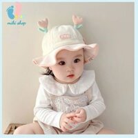 Mũ vành tai bèo xinh xắn cho bé gái 3-18 tháng mùa xuân thu phong cách Hàn quốc có dây rút điều chỉnh