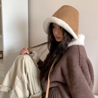 Mũ xô dày da lộn Hàn Quốc Mùa đông ấm áp buộc dây tất cả các trận đấu Baotou Lolita Mũ màu trơn Nhật Bản Tất cả-