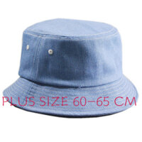 Mũ xô denim size lớn 60-65 CM nữ mũ câu cá mới ngoài trời cotton nam mũ đi biển đầu lớn