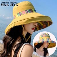 Mũ xô MXKJING, Mũ chống nắng nữ hai mặt phù hợp, Mũ đi biển chống nắng có thể gập lại thời trang mùa hè