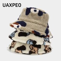 Mũ xô UAXPEO, Mũ Panama ấm áp mùa đông cho chó hoạt hình, Mũ nhung lông thú giả dễ thương dành cho nữ