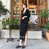 Mua 1 được 2 - có ai không thích ?? Set combo đầm body viền ren + khoác tay lỡ tone đen sang chảnh hack dáng tôn da