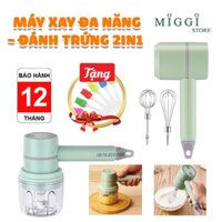 [MUA 1 ĐƯỢC 3] Máy đánh trứng kiêm máy xay thịt, xay tỏi ớt 2 trong 1 - Máy đánh trứng Mini - Máy xay cầm tay đa năng