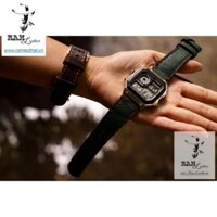(MUA 1 ĐƯỢC 5) DÂY ĐỒNG HỒ CASIO AE1200/SEIKO 5 DA BÒ THẬT XANH RÊU . *