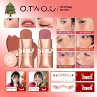 Mua 1 Lấy 1 KEM BLUSHING O.TWO.O + [QUÀ TẶNG MIỄN PHÍ] 2 * Nhãn dán hình xăm Giáng sinh, Kem phấn má hồng viền mặt, Chống thấm nước và chống mồ hôi Lâu trôi Trang điểm khỏa thân tự nhiên Blush Stick