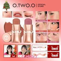 Mua 1 Lấy 1 KEM BLUSHING O.TWO.O + [QUÀ TẶNG MIỄN PHÍ] 2 * Nhãn dán hình xăm Giáng sinh, Kem phấn má hồng viền mặt, Chống thấm nước và chống mồ hôi Lâu trôi Trang điểm khỏa thân tự nhiên Blush Stick
