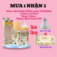 [MUA 1 NHẬN 3] Bình Sữa Latan PPSU Trơn , Họa Tiết An Toàn Cho Bé 170ml,270ml