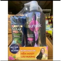 [mua 1 tặng 1] chai dầu gội Sunsilk màu đen 650g tặng kèm chai dầu gội Clear Men 140g