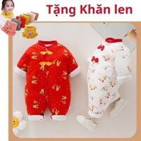 [MUA 1 TẶNG 1 KHĂN LEN] Bodysuit trần bông 5 lớp cho bé sơ sinh mặc tết từ 3-12kg, hàng đẹp xuất Hàn - BD79