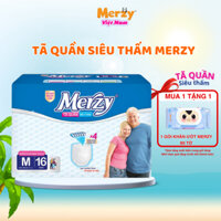(mua 1 tặng 1 khăn ướt 80 tờ)Tã Quần Người Già MERZY Siêu Thấm Chống Rò Rỉ Size M16/L14/XL12 Miếng