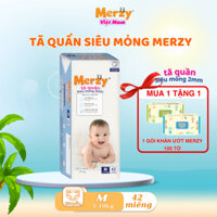 [Mua 1 tặng 1 khăn ướt Merzy 100 tờ]Tã Quần Merzy Siêu Mỏng 2mm Thấm Hút Gói Đại M42/ L38/ XL34/ XXL