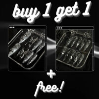 MUA 1 TẶNG 1 Nailbox Thiết Kế Móng Tay Giả Thủ Công Tông Trắng Đen Siêu Sang Đính charm cho nữ mã 515