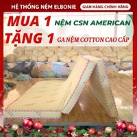 (Mua 1 Tặng 1) NỆM GẤP 3 - Nệm cao su non American Chính Hãng  - ĐỦ SIZE - TẶNG drap cotton HÀN - co dãn 4 chiều thoáng