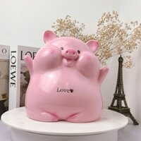 [MUA 1 TẶNG 1 NHỎ ] Heo đất, lợn đất mẫu Heo Bánh Bao HELLO size TO, Heo đất - quà tặng, trang trí - HĐ51