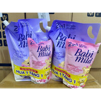 [Mua 1 tặng 1 ] Nước giặt xả Babi Mild 2in1 hương Lavender 2400ml + túi nước giặt xả Sakura 530ml (Hàng chính Hẫng DKSH)