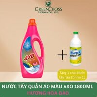 MUA 1 TẶNG 1 Nước tẩy quần áo màu AXO đánh bay vết bẩn chai 1,8 Lít lưu hương thơm mát - Hương Hoa Đào