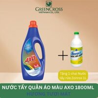 MUA 1 TẶNG 1 Nước tẩy quần áo màu AXO đánh bay vết bẩn chai 1,8 Lít lưu hương thơm mát - Hương Tươi Mát