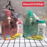 [MUA 1 TẶNG 1] Sữa tắm gội toàn thân babi mild 800ml + tặng kèm phấn thơm trẻ em 160g