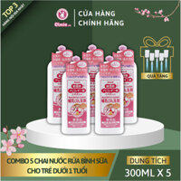 [Mua 1 Tặng 5] Combo 5 chai nước rửa bình sữa Elmie dành cho trẻ dưới 1 tuổi chai 300ml