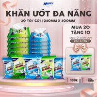 [Mua 10 tặng 5] Khăn ướt lau bếp đa năng Nano gói 30 tờ, an toàn da tay, hương chanh, trà xanh - Nano
