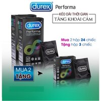 [Mua 2 Tặng 1] Combo 2 Hộp Bao Cao Su DUREX PERFORMA 12c. Bcs Kéo Dài Thời Gian Quan Hệ, Tặng 1 Hộp 3c- Chính Hãng 100%