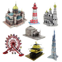 [Mua 2 tặng dụng cụ] Mô hình lắp ráp kim loại Đồ chơi xếp hình DIY Tháp Eiffel đầy màu sắc Lâu đài thiên nga Mô hình xây dựng cầu tháp London