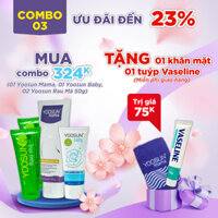 [MUA 3 TẶNG 2] Combo 01 Yoosun Mama, 01 Yoosun Baby và 02 Yoosun Rau Má 50g - Tặng 01 khăn mặt cao cấp và 01 tuýp Vaseline
