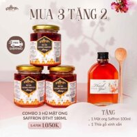 [Mua 3 Tặng 2] Combo 3 Lọ Mật ong Saffron Đông trùng hạ thảo 180ml (Tặng Mật saffron 100ml + que gỗ lấy mật)