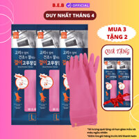 Mua 3 Tặng 2 Đôi Găng tay cao su rửa chén nhà bếp  Hàn Quốc siêu dai có móc treo L-38cm