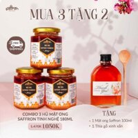 [Mua 3 Tặng 3] Combo 3 Lọ Mật ong Saffron Tinh bột nghệ 180ml – Tặng Mật saffron 100ml + que gỗ lấy mật