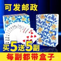 [Mua 5 tặng 5] Thẻ bài poker sứ xanh và trắng, có sẵn 5 bộ hoặc 10 bộ, bán buôn, thẻ giải trí cao cấp tiêu chuẩn sáng tạo