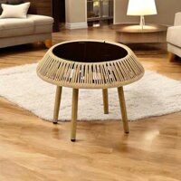 Mua Bàn sofa, bàn trà, bàn cafe bệch ngoài trời mặt kính, dây đan giả mây TM052 Chính Hãng Giá Tốt