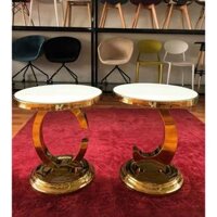 Mua Bàn trà sofa nhỏ chân inox mạ mặt kính cường lực chân inox mạ vàng B11 Chính Hãng Giá Tốt