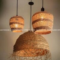 Mua Đèn thả trang trí làm từ sợi cói hình nón thắt bím tinh sảo và độc đáo (Hàng có sẵn) Chính Hãng Giá Tốt