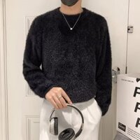 Mùa Đông 2024 Phiên Bản Hàn Quốc Hợp Thời Trang Áo Len Nam Rời Dạo Phố Phong Cách Hồng Kông Cổ Tròn Lông Áo Len Nam m-3xl