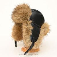 Mùa Đông Ấm Bảo Vệ Tai Cáo Lông Mũ Nam Chống Gió Giả Gấu Trúc Lông Gió Mũ Tuyết pu Lei Feng Lông Mũ Dày